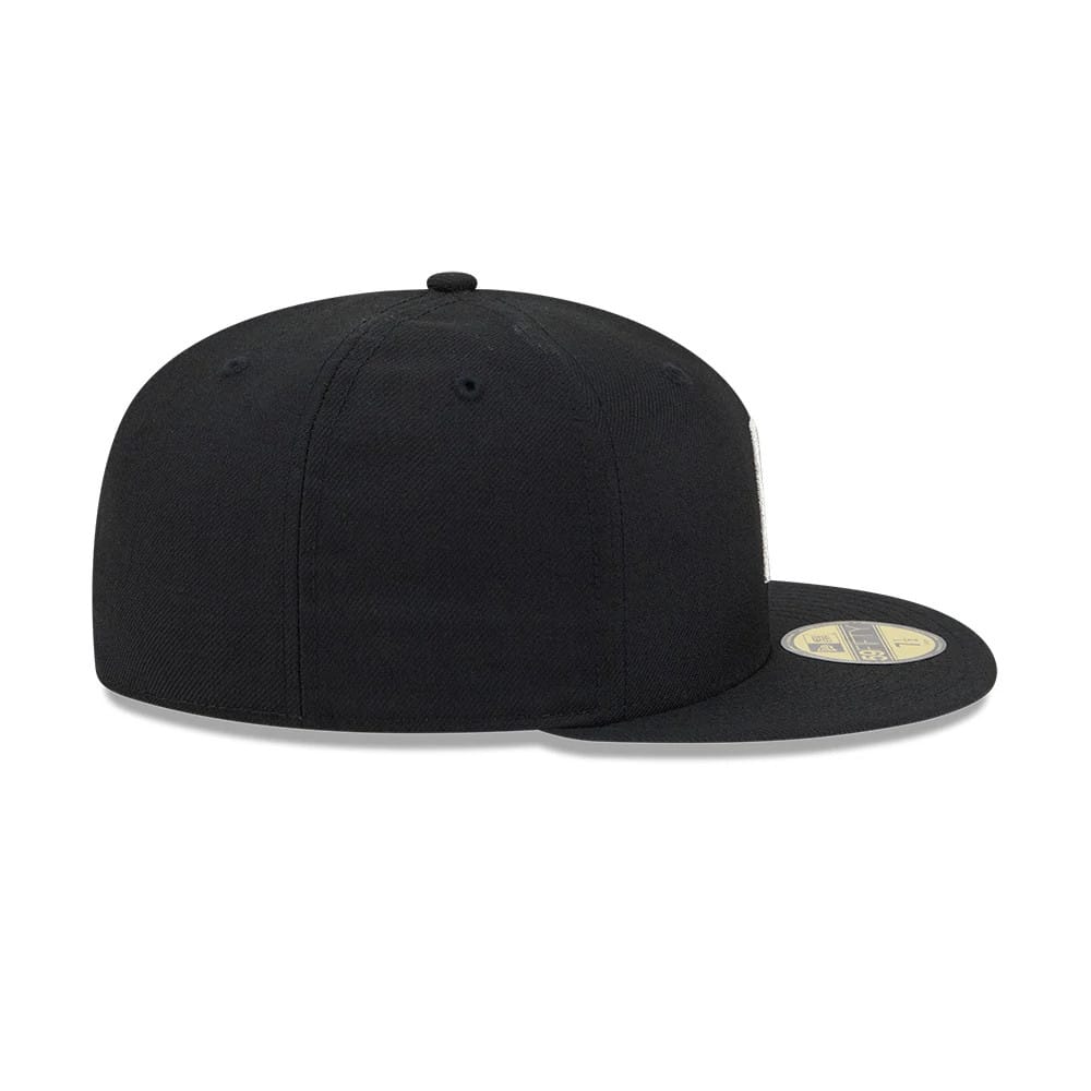 Pictured is this Fear Of God X MLB Logo 59FIFTY Fitted cap in black. 7