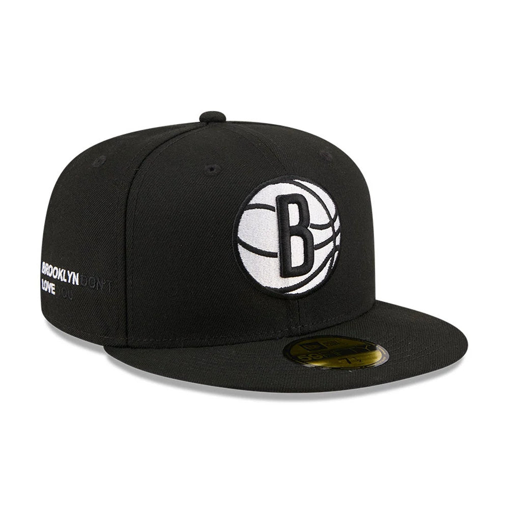 Pictured is this NBA X J-FROST Brooklyn Nets 59FIFTY Fitted cap in black. 1