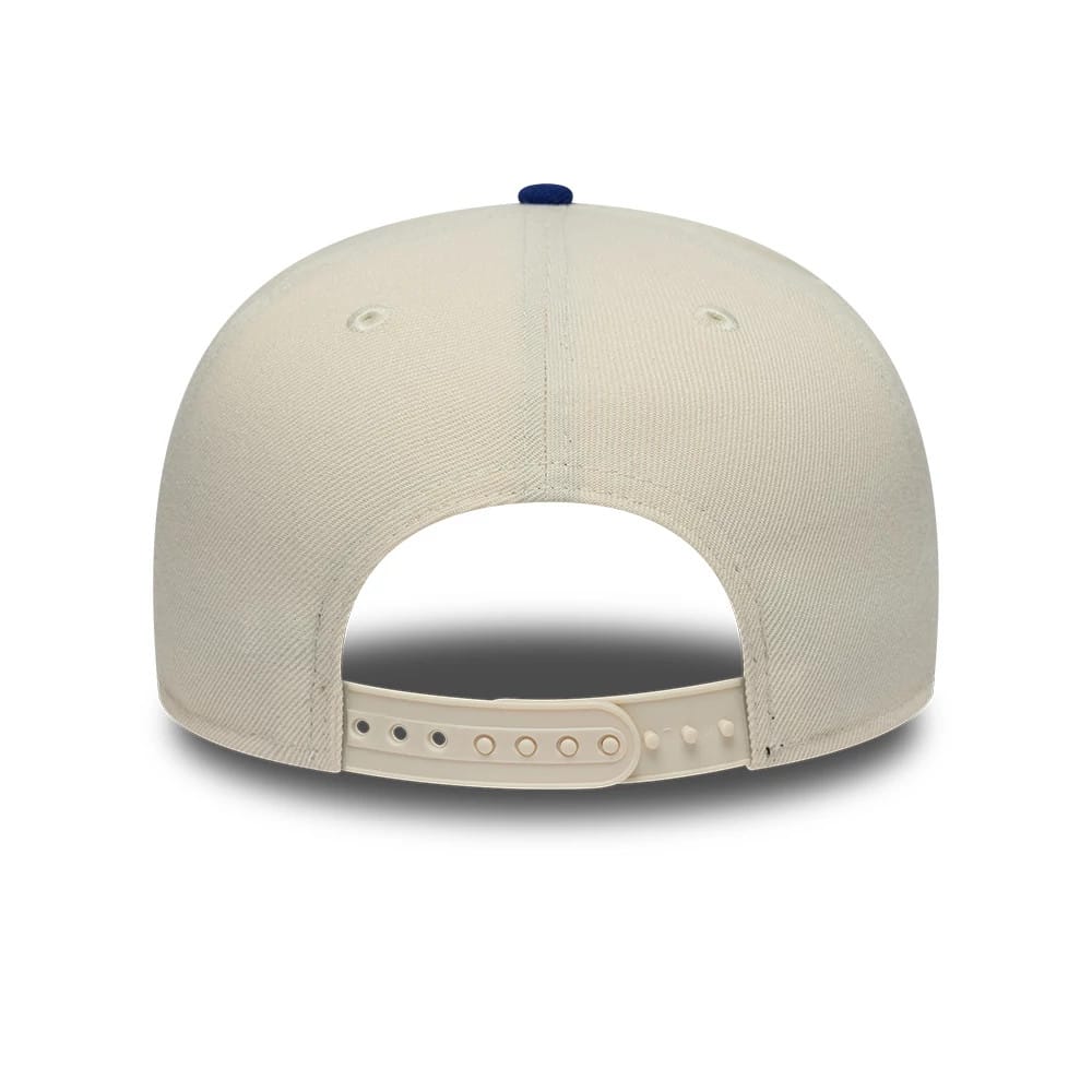 Pictured is this MLB Ombre Script Los Angeles Dodgers 9FIFTY Snapback cap in light beige & blue. 7