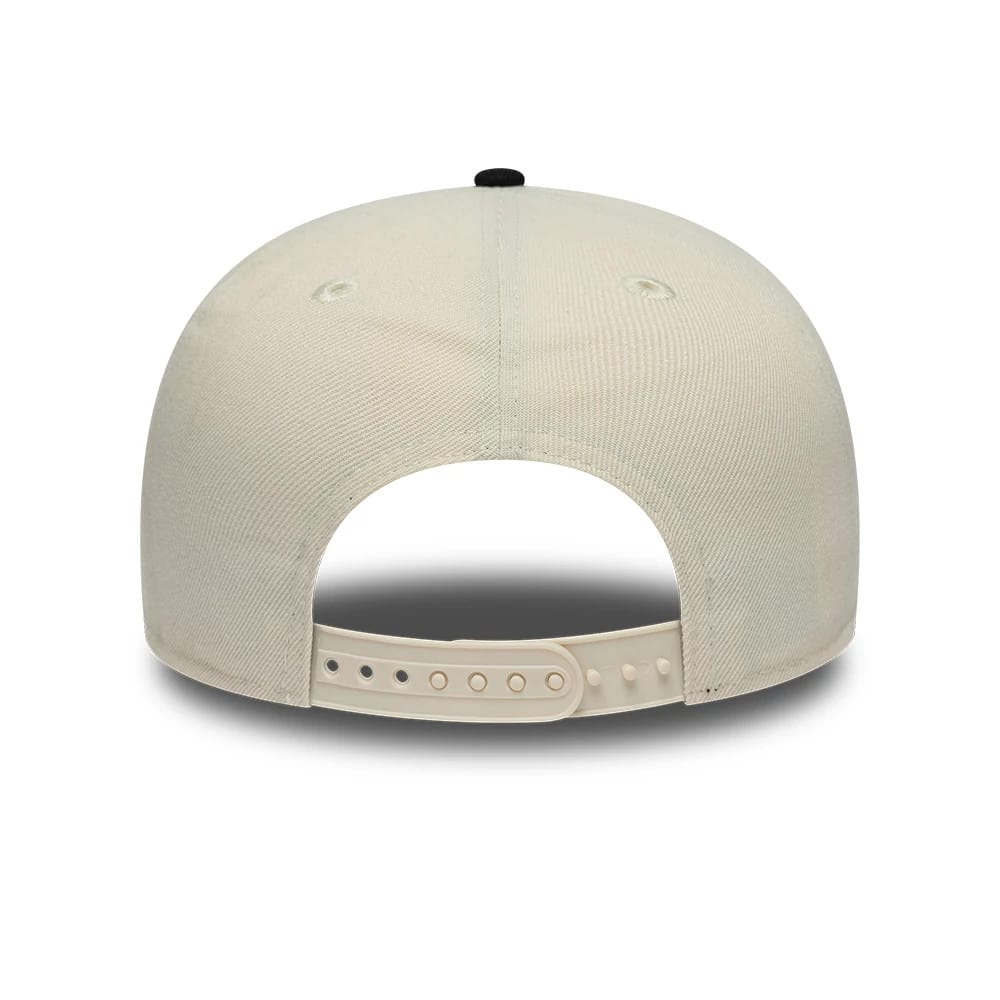 Pictured is this New Era Ombre Script 9FIFTY Snapback cap in light beige & black. 4