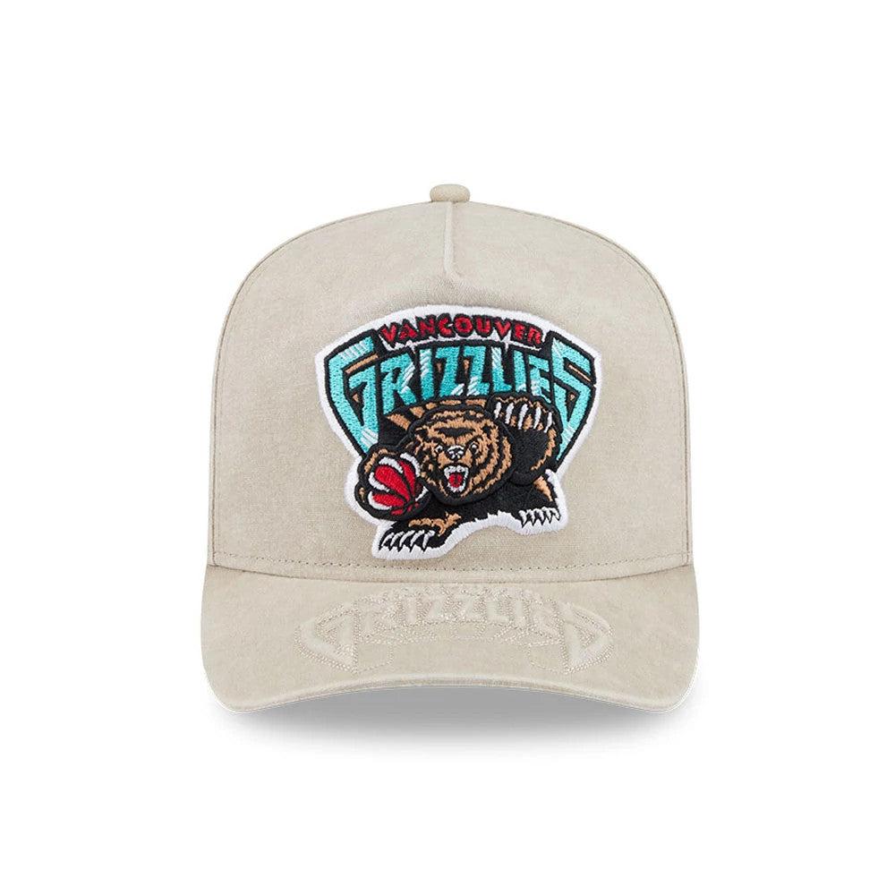 Pictured is this NBA Vancouver Grizzlies 9FIFTY A-Frame Snapback cap in light beige. 3