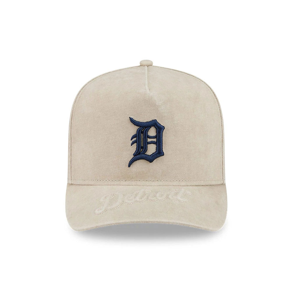 Pictured is this MLB Detroit Tigers 9FIFTY A-Frame Snapback cap in light beige. 3