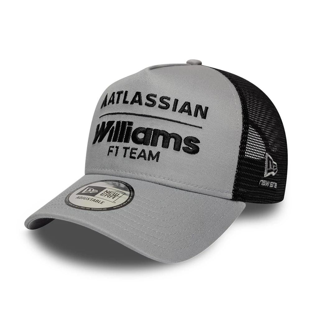 Pictured is this Williams E-Frame 9FORTY A-Frame Trucker cap in grey. 1