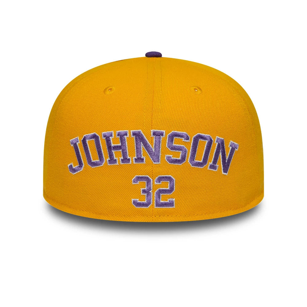 Pictured is this NBA Hardwood Classic Players LA Lakers 59FIFTY Fitted cap in purple. 2