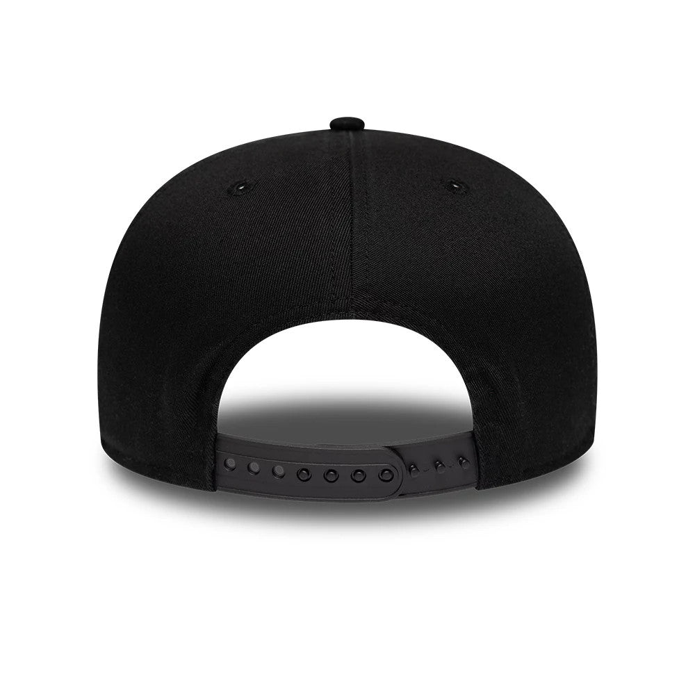 Miami Heat NBA Hardwood Classic Black New Era 19TWENTY Adjustable Cap, rear view showing a clean black crown with an adjustable snapback closure, revealing a and seamless finish around the opening at the back.