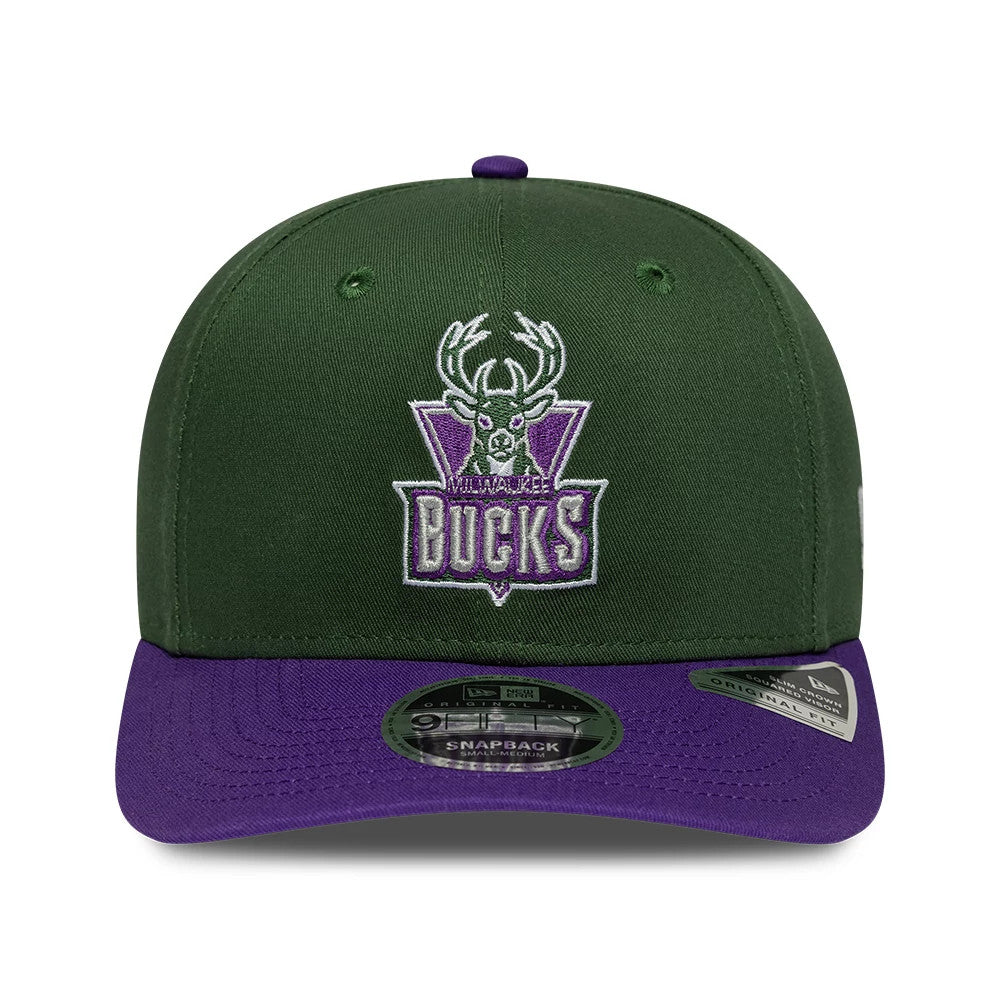 Pictured is this NBA Hardwood Classic Milwaukee Bucks 9FIFTY Snapback cap in dark green. 2