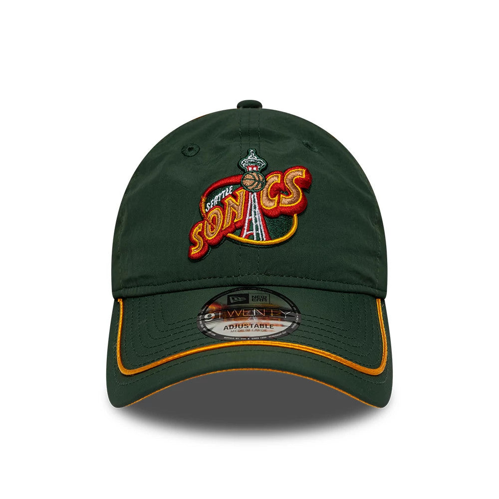Pictured is this NBA Hardwood Classic Nylon Seattle Supersonics 9TWENTY cap in dark green. 3
