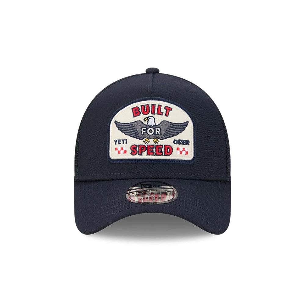 Pictured is this Yeti X Red Bull Racing 9FORTY A-Frame Trucker cap in navy. 2