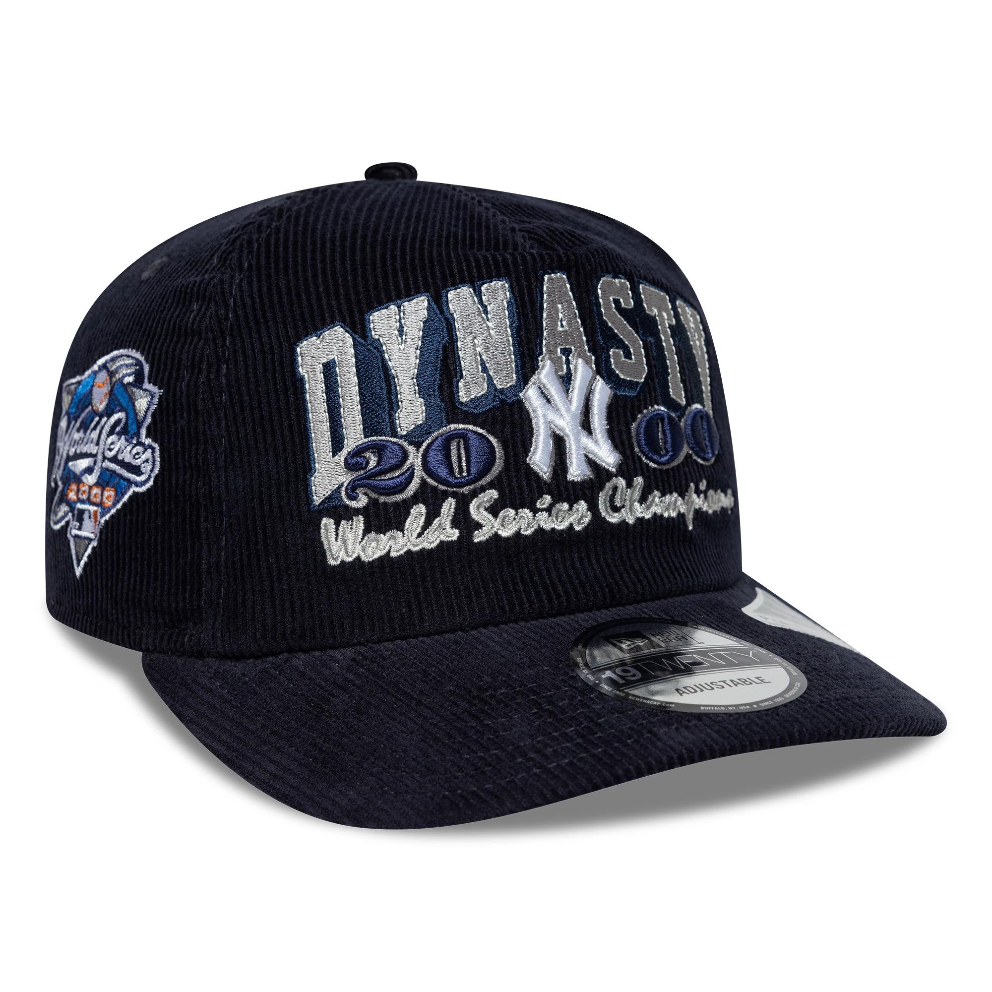 Pictured is this MLB Retro Dynasty New York Yankees Cord 19TWENTY cap in navy. 1