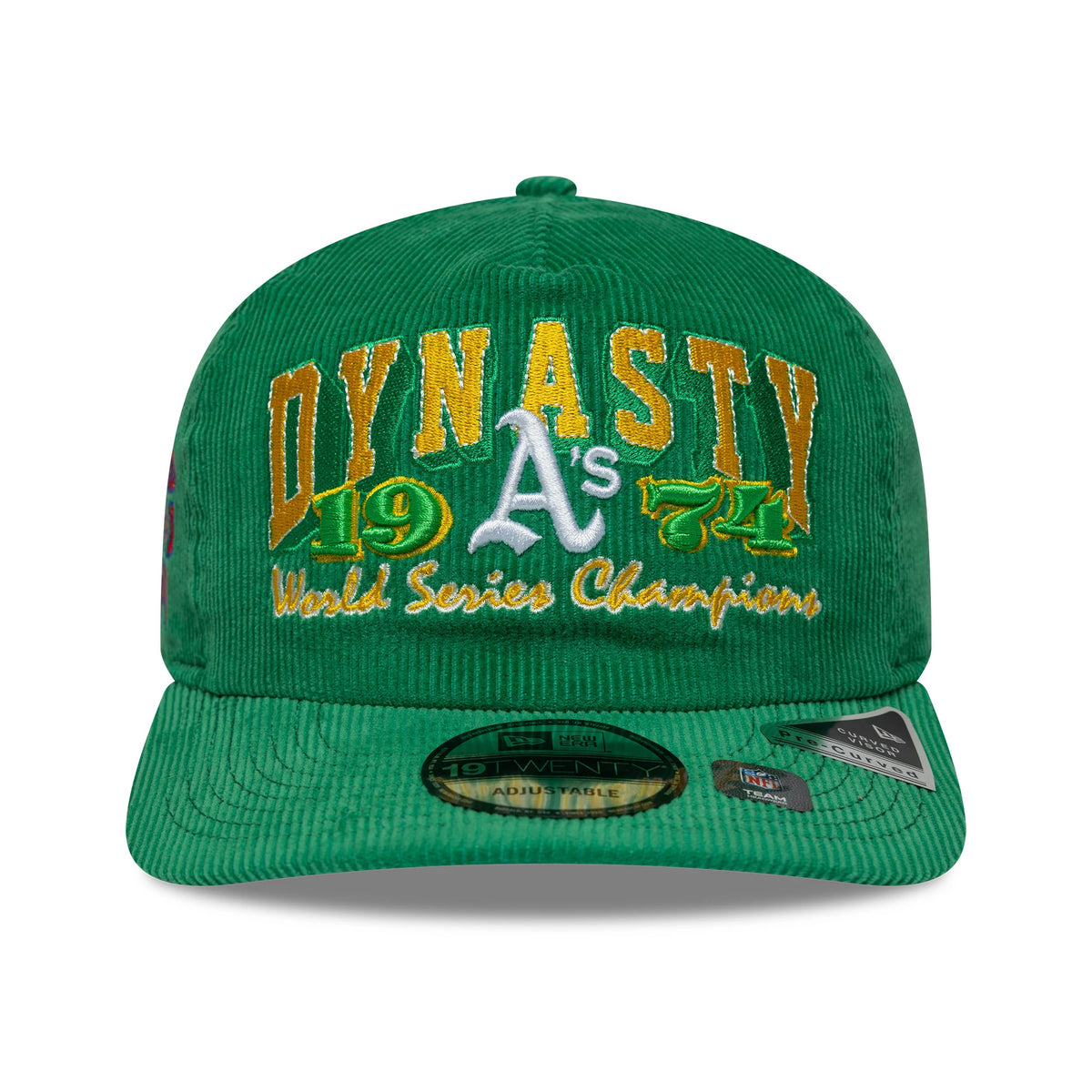 Pictured is this MLB Retro Dynasty Athletics Cord 19TWENTY cap in Green. 3