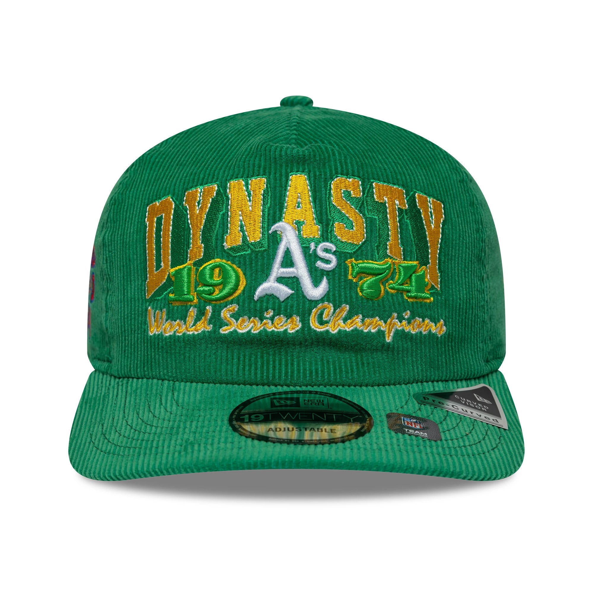 Pictured is this MLB Retro Dynasty Athletics Cord 19TWENTY cap in Green. 3