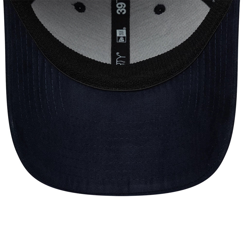 Pictured is this New Era Suede Visor 39THIRTY Stretch Fit cap in navy. 7