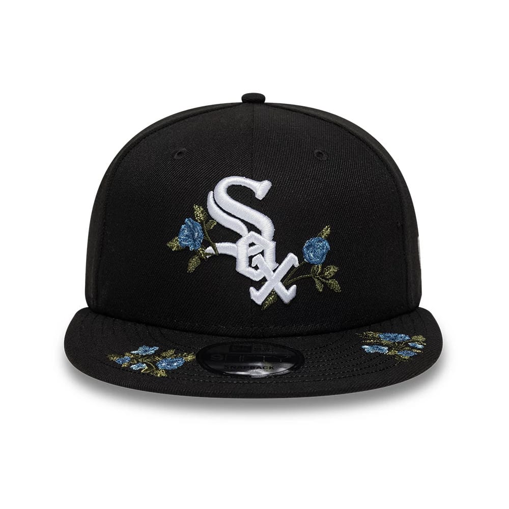 Pictured is this MLB Floral Chicago White Sox 9FIFTY Snapback cap in black. 3