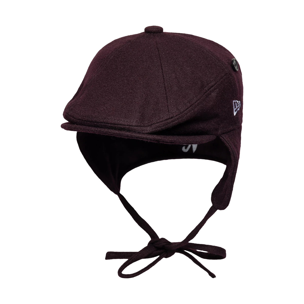 Pictured is this New Era Wool Downflap Driver cap in dark brown. 3