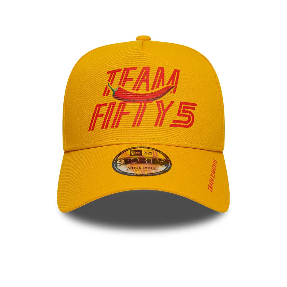 Pictured is this Carlos Sainz Team Fifty5 Grandstand 9FORTY A-Frame cap in dark yellow. 3