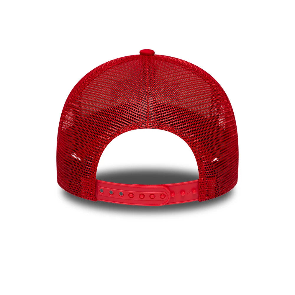 Pictured is this NFL International Games 2026 Madrid Atlanta Falcons 9FORTY A-Frame Trucker cap in red. 4