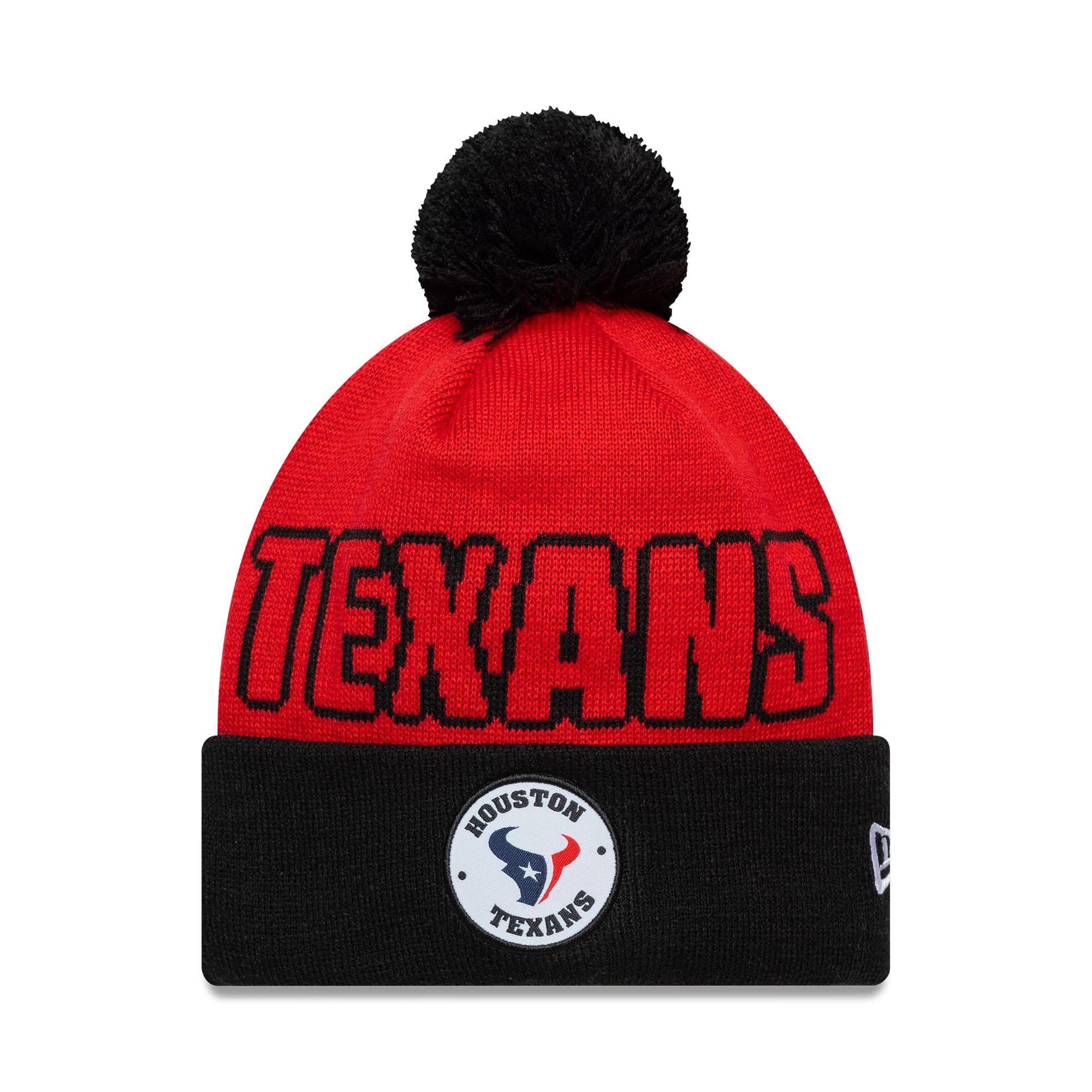 Pictured is this NFL International Series Games 2026 London Houston Texans Cuff Knit Beanie hat in red. 1