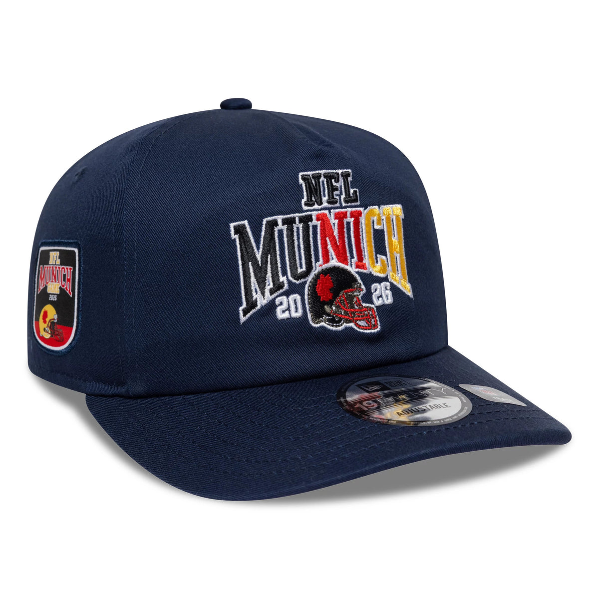 Pictured is this NFL International Games 2026 Munich New England Patriots 19TWENTY cap in dark blue. 1