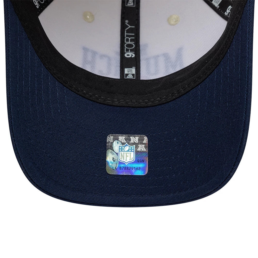 Pictured is this NFL International Series Games 2026 Munich New England Patriots 9FORTY M-Crown cap in white & dark blue. 7