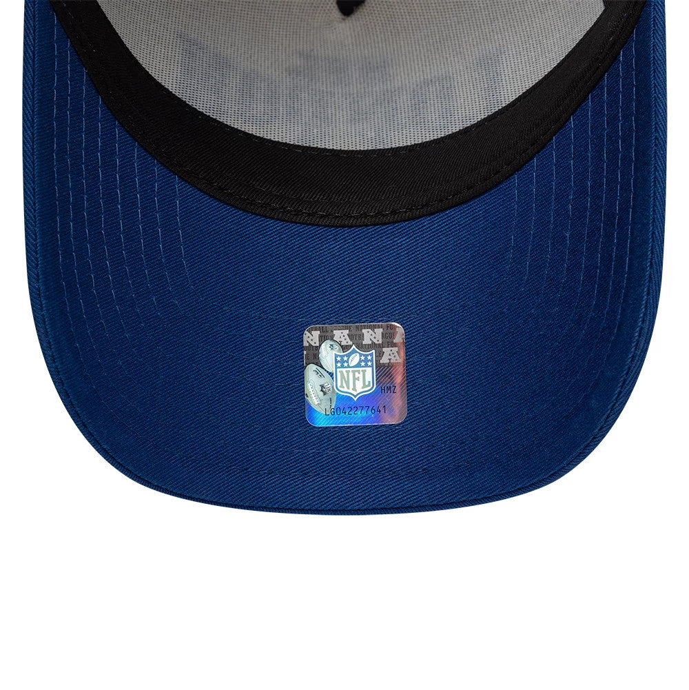 Pictured is this NFL International Games 2026 London Indianapolis Colts 9FORTY A-Frame Trucker cap in blue. 7