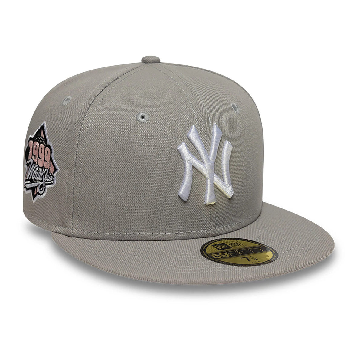This is a New York Yankees Essential Pack Sidepatch Grey 59FIFTY Fitted Cap 1