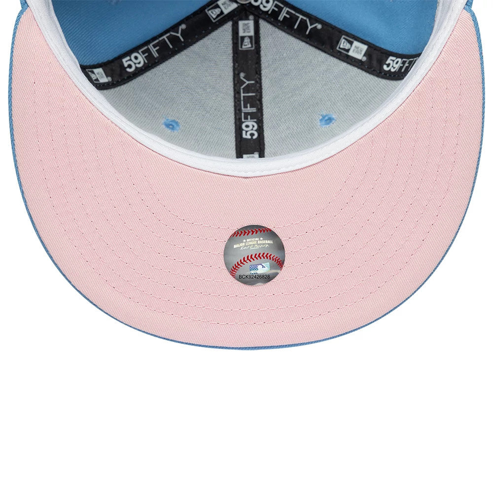 Pictured is this MLB Heart New York Yankees 59FIFTY Fitted cap in pastel blue. 2