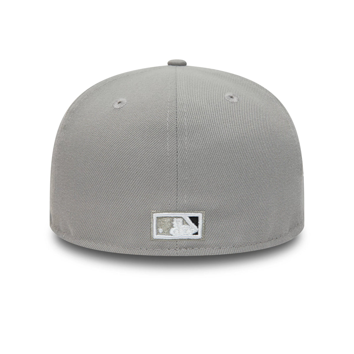 Chicago White Sox Essential Pack Grey New Era 59FIFTY Fitted Cap, rear view showing the grey embroidered MLB Batterman logo at the centre of the back panels, with two matching grey eyelets and a structured grey crown.