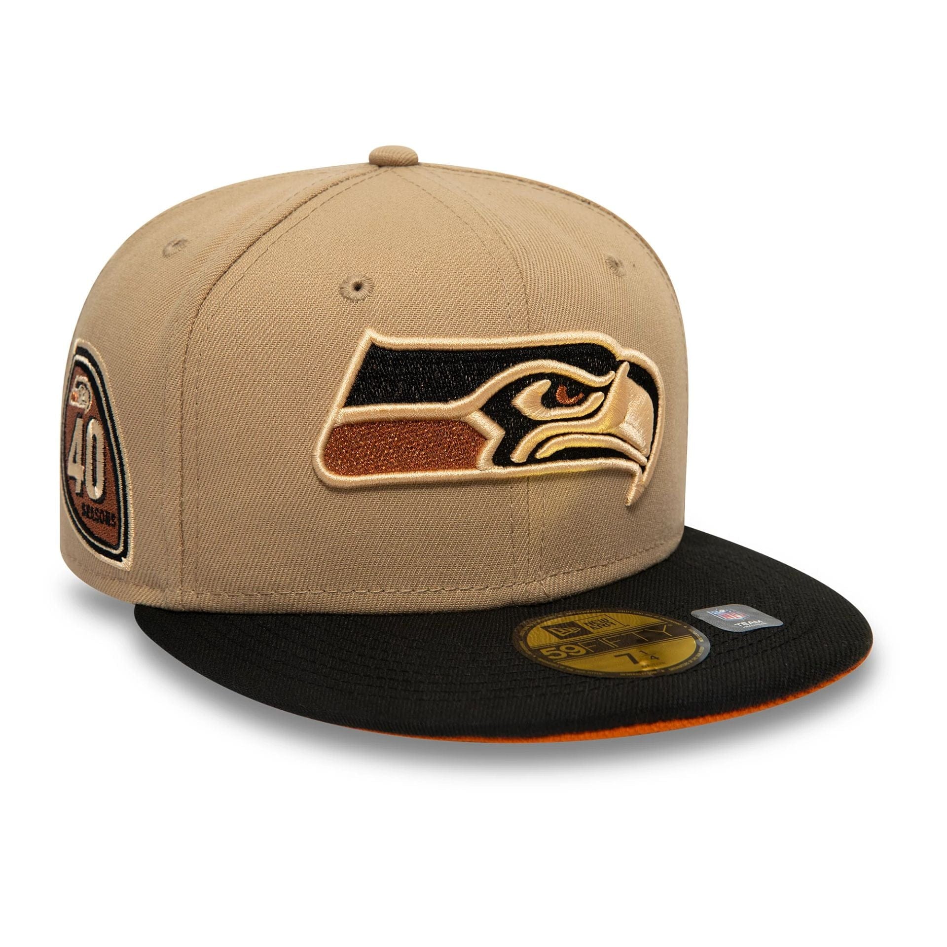 This is a Seattle Seahawks NFL Light Beige 59FIFTY Fitted Cap 1