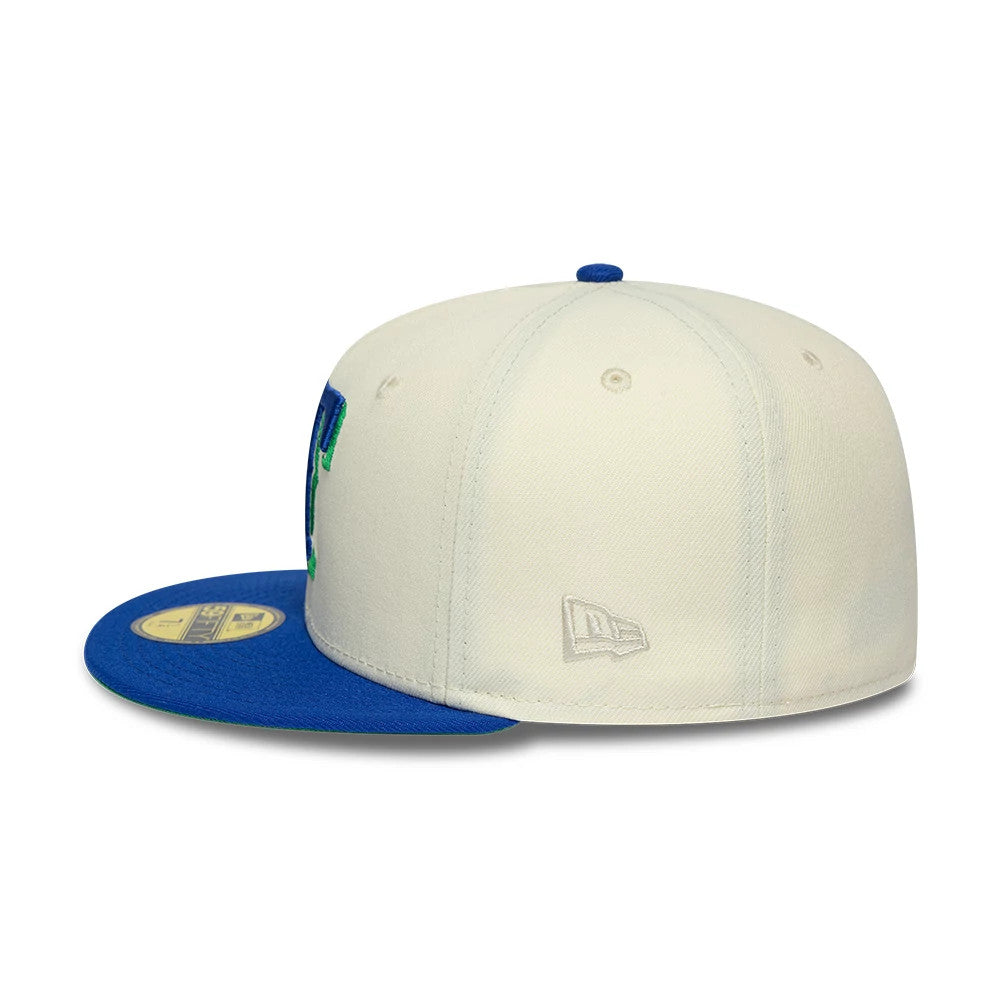 Pictured is this MLB Cooperstown Texas Rangers 59FIFTY Fitted cap in white & blue. 7