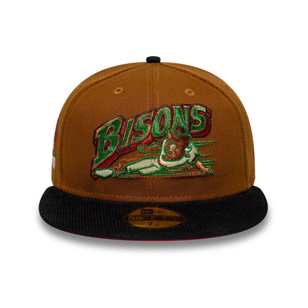 Pictured is this MiLB Hometown Buffalo Bisons 59FIFTY Fitted cap in brown. 3