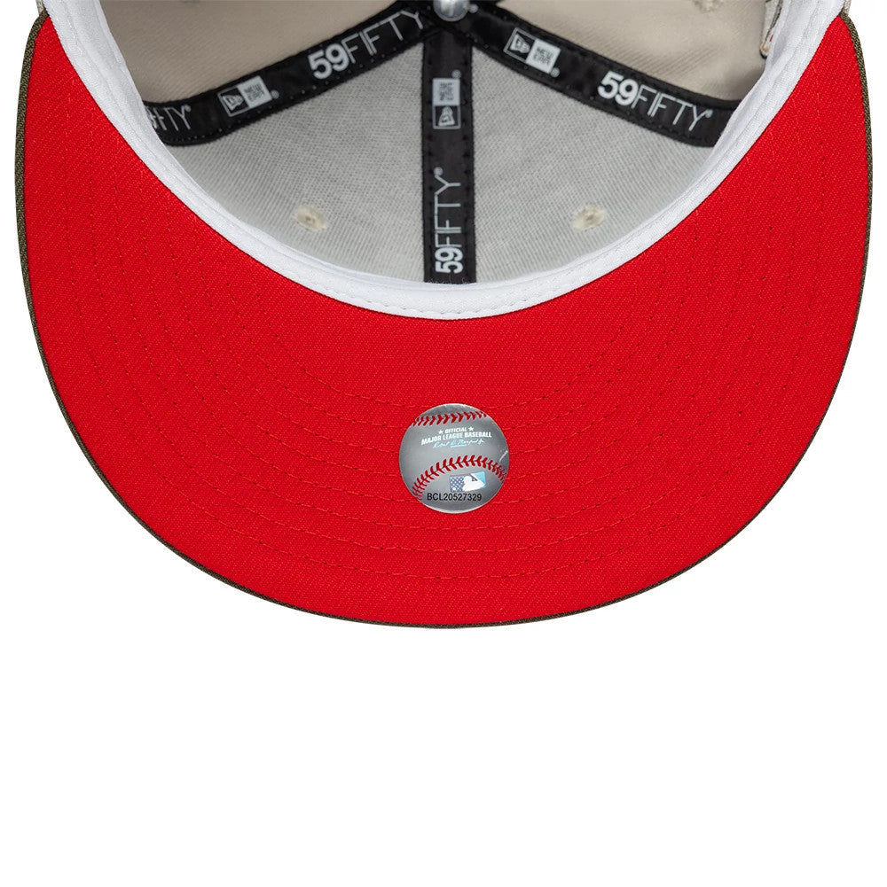 Pictured is this MLB Cooperstown Houston Astros 59FIFTY Fitted cap in beige & green. 2