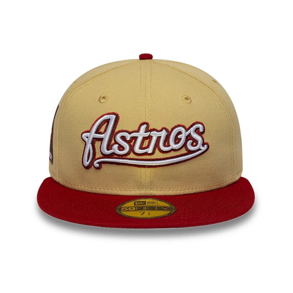 Pictured is this MLB Vegas Houston Astros 59FIFTY Fitted cap in gold. 3