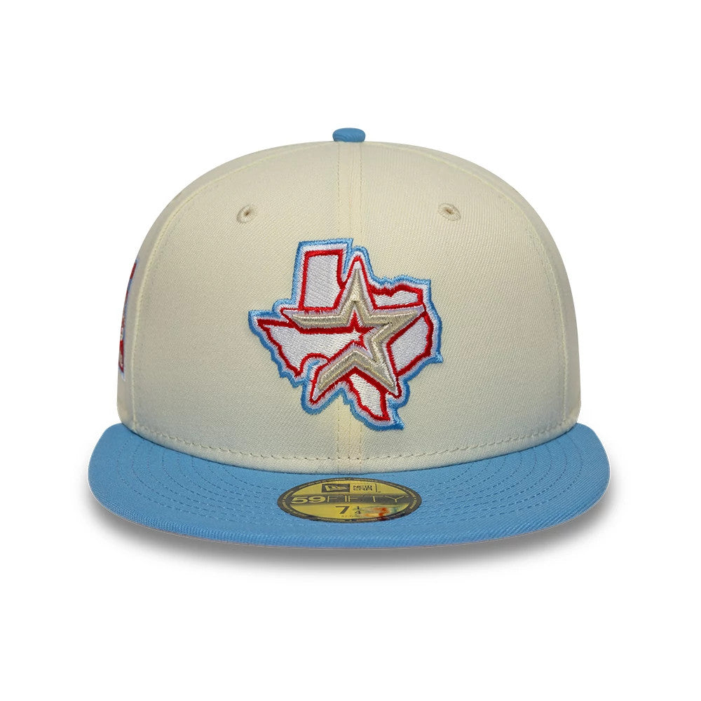 Pictured is this MLB Cooperstown Houston Astros 59FIFTY Fitted cap in cream. 3