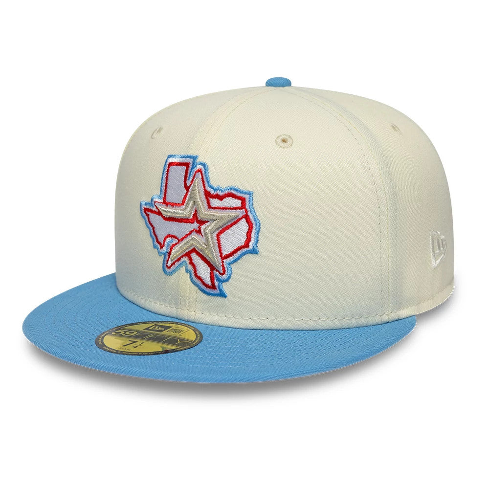 Pictured is this MLB Cooperstown Houston Astros 59FIFTY Fitted cap in cream. 4