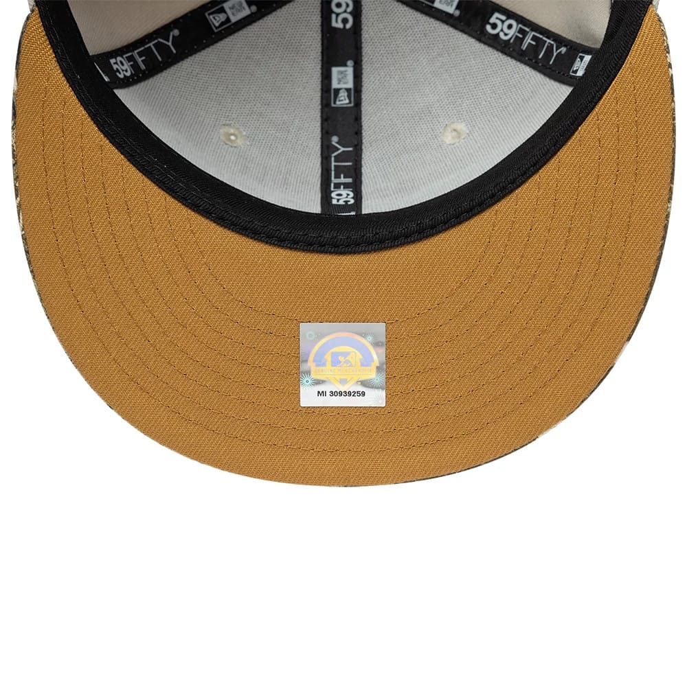 Pictured is this MiLB Hometown Gwinnett Stripers Sidepatch 59FIFTY Fitted cap in Beige. 2