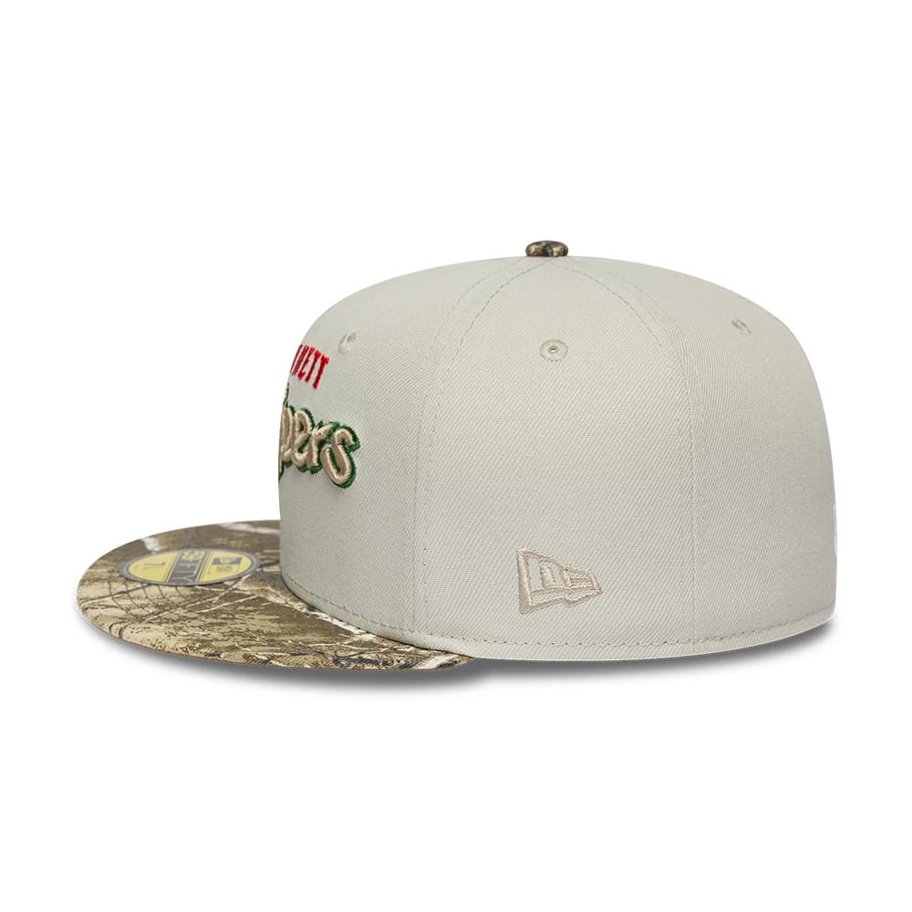 Pictured is this MiLB Hometown Gwinnett Stripers Sidepatch 59FIFTY Fitted cap in Beige. 7