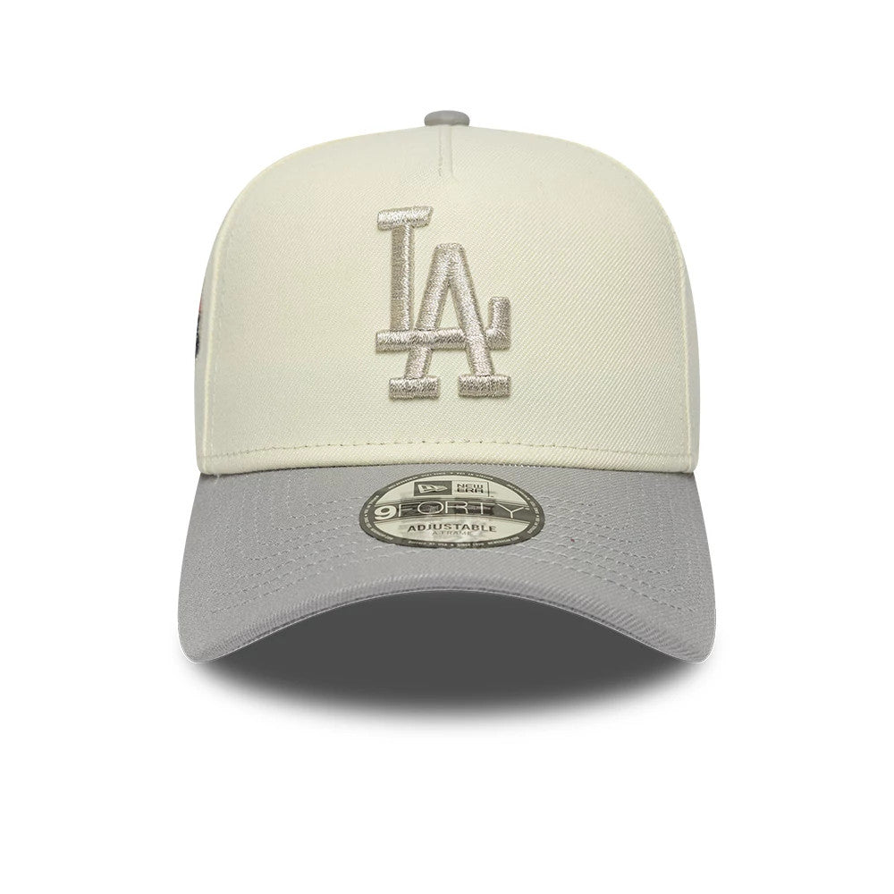 Pictured is this MLB Cooperstown LA Dodgers 9FORTY A-Frame cap in white & grey. 2