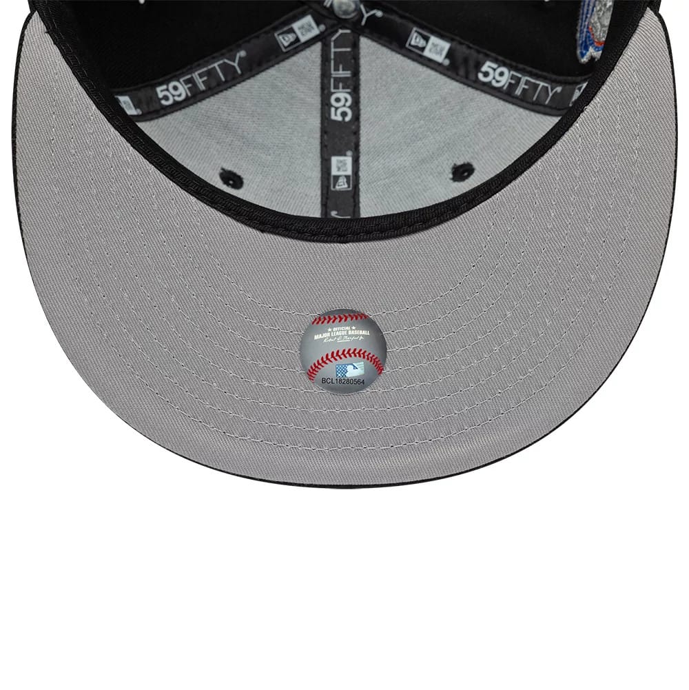 Pictured is this MLB Cooperstown New York Yankees 59FIFTY Fitted cap in black. 2