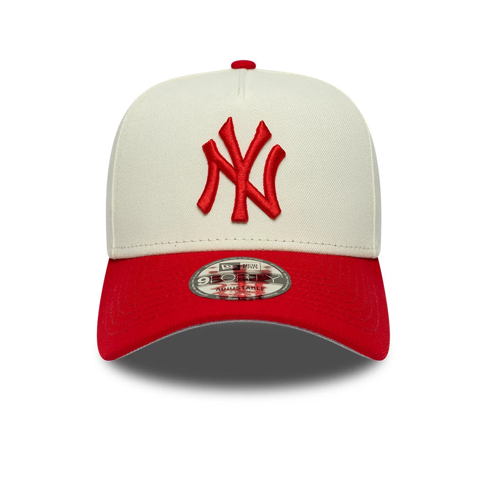 Pictured is this MLB Chrome Scarlet New York Yankees 9FORTY A-Frame Adjustable cap in cream. 3