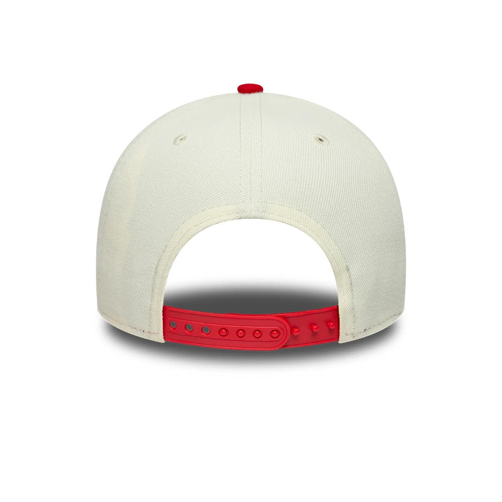 Pictured is this MLB Chrome Scarlet New York Yankees 9FORTY A-Frame Adjustable cap in cream. 7