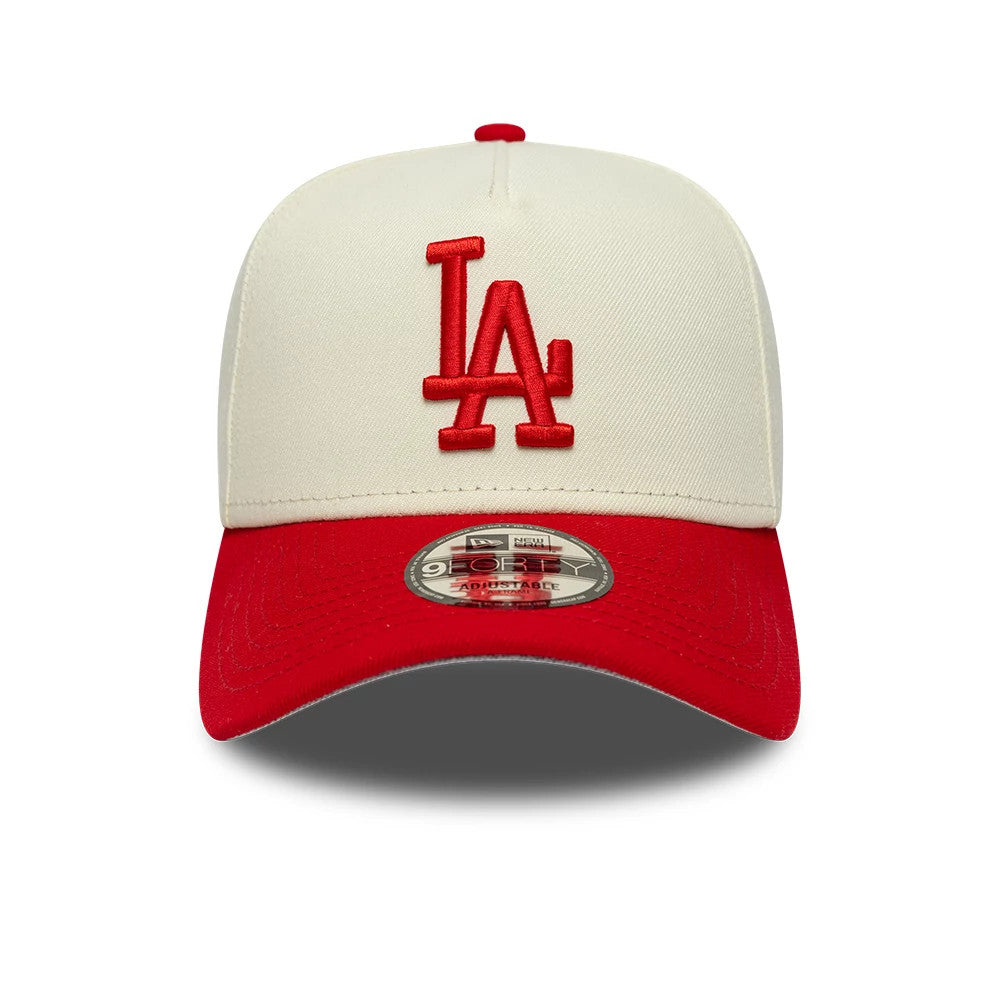 Pictured is this MLB Chrome Scarlet LA Dodgers 9FORTY A-Frame Adjustable cap in white. 3