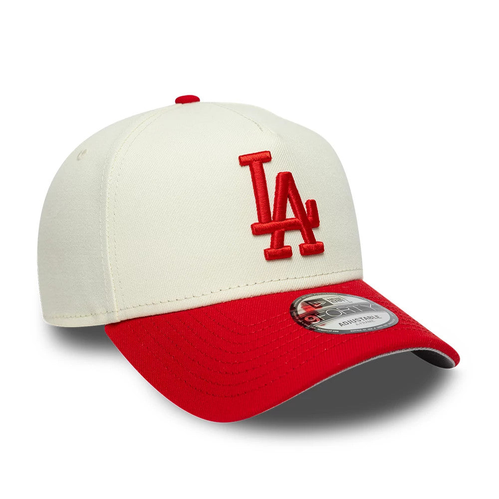 Pictured is this MLB Chrome Scarlet LA Dodgers 9FORTY A-Frame Adjustable cap in white. 4