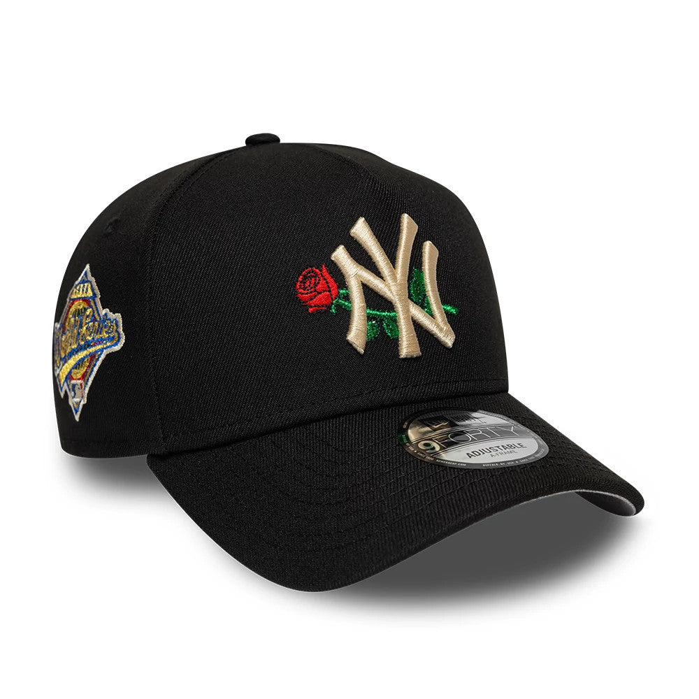 Pictured is this MLB Rose New York Yankees 9FORTY A-Frame cap in black. 1