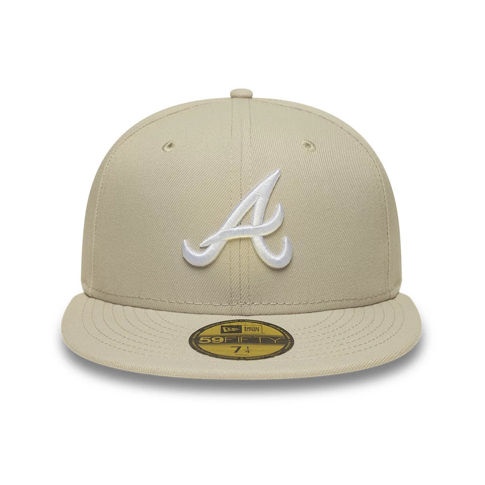 Pictured is this MLB Atlanta Braves 59FIFTY Fitted cap in cream. 3
