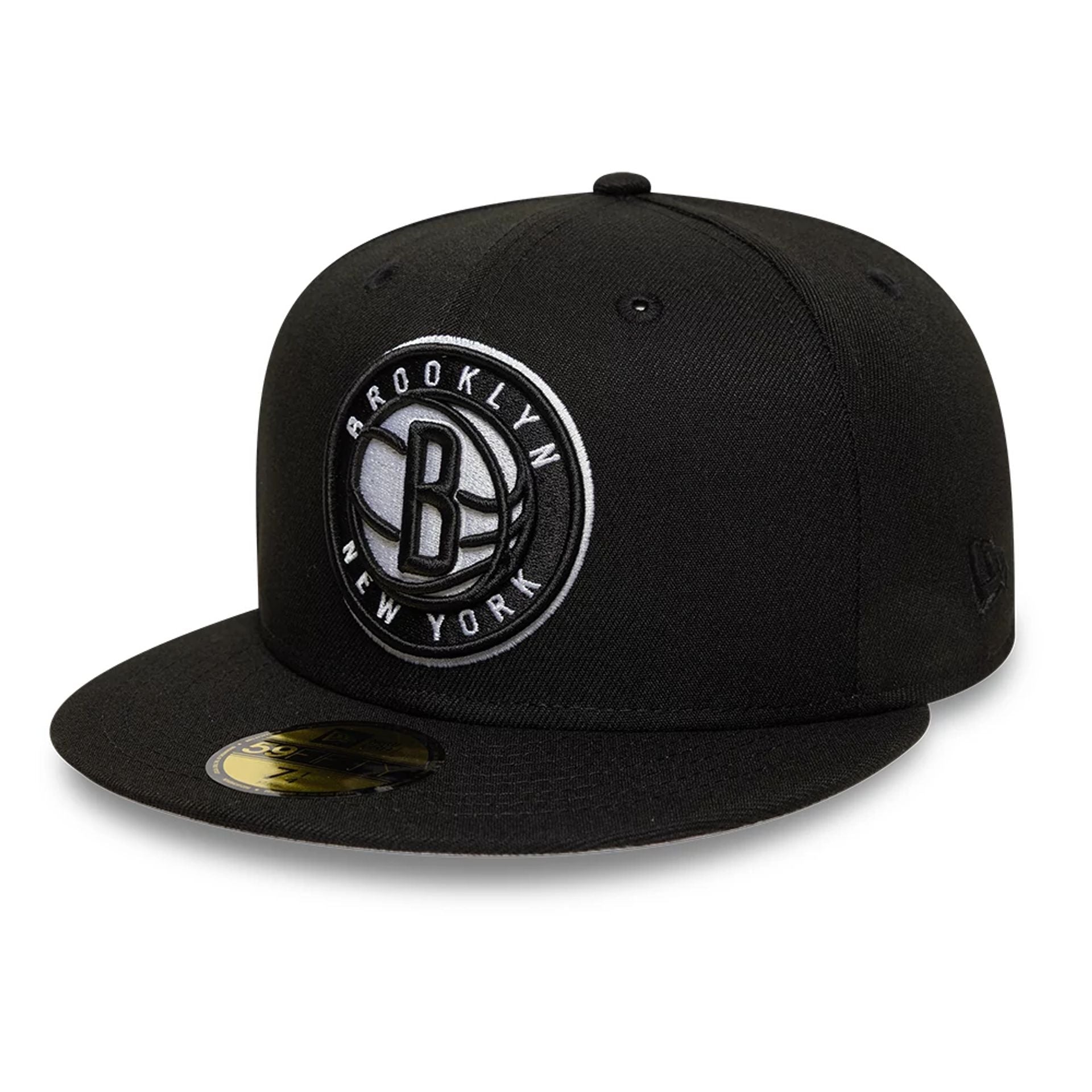 This is a Brooklyn Nets NBA Black 59FIFTY Fitted Cap 1