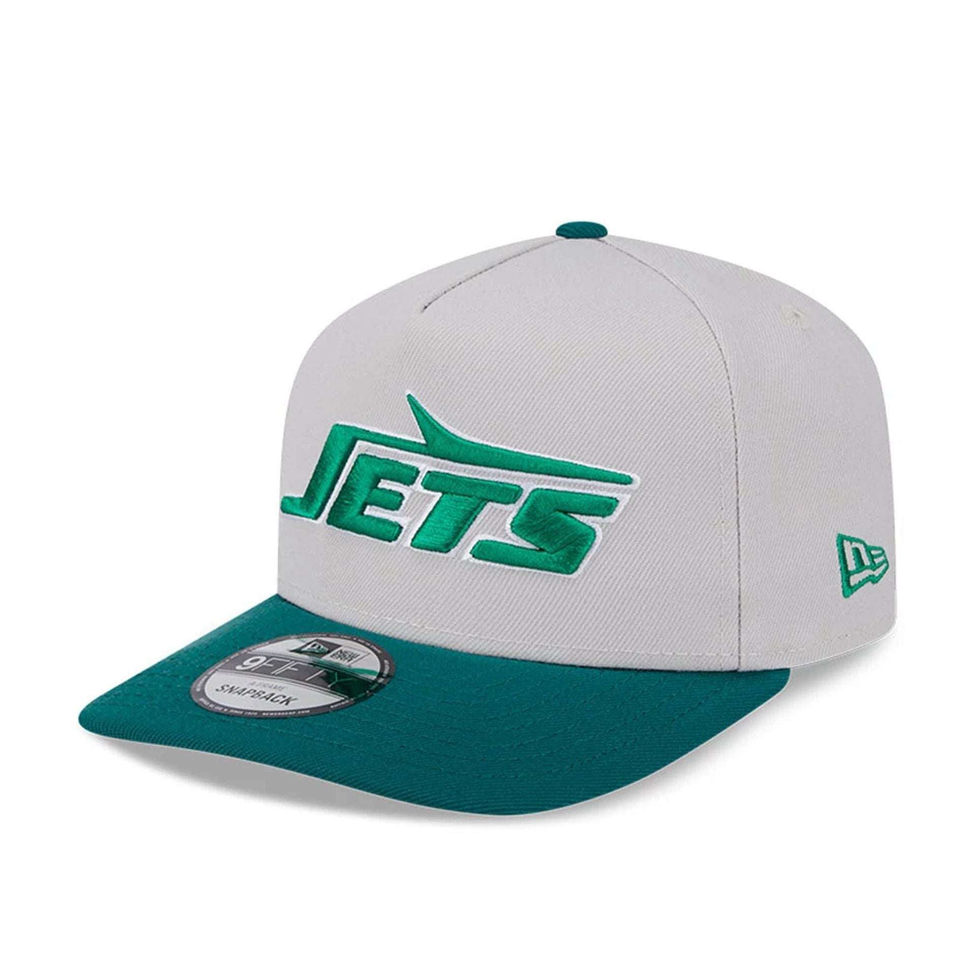 This is a New York Jets NFL Beige 9FIFTY A-Frame Snapback Adjustable Cap 1