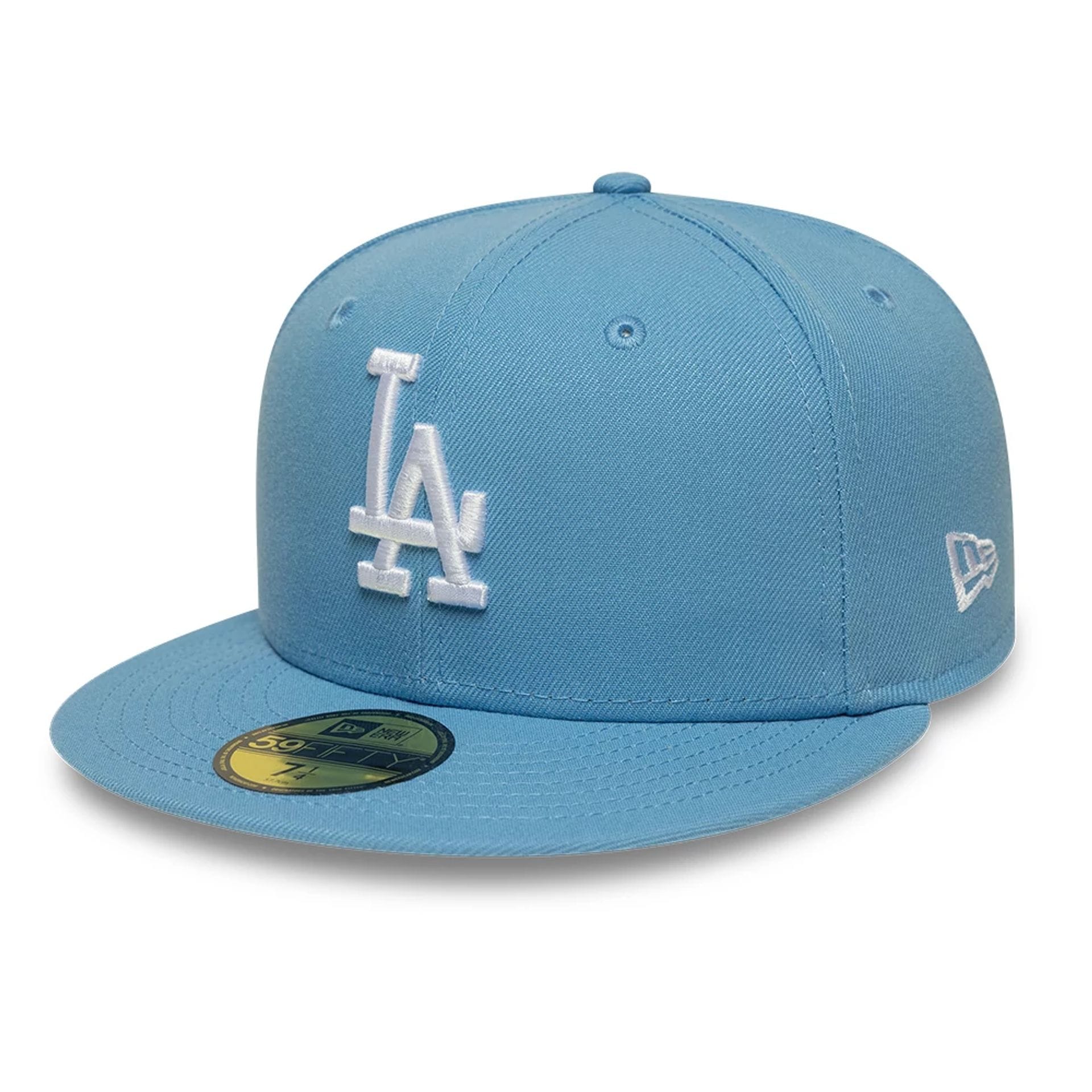 Pictured is this MLB LA Dodgers 59FIFTY Fitted cap in pastel blue. 1