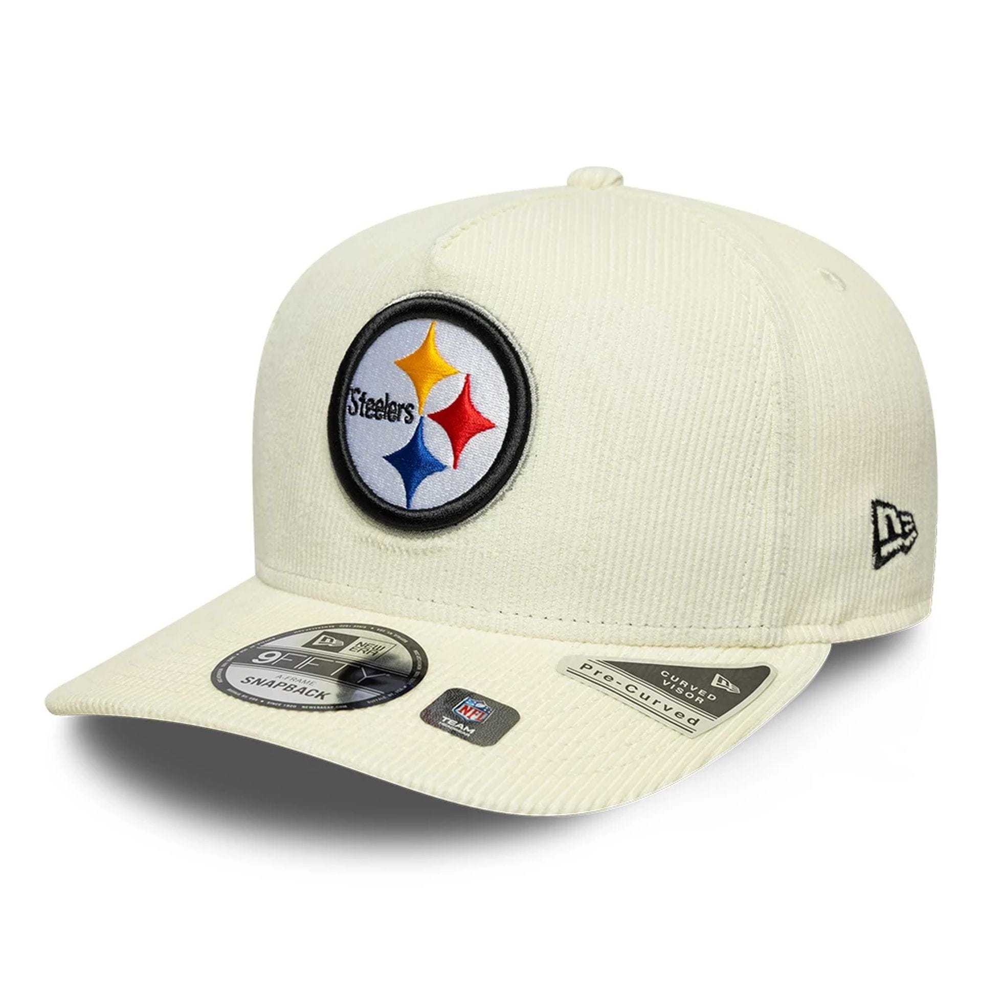 This is a Pittsburgh Steelers NFL Cream 9FIFTY A-Frame Snapback Adjustable Cap 1