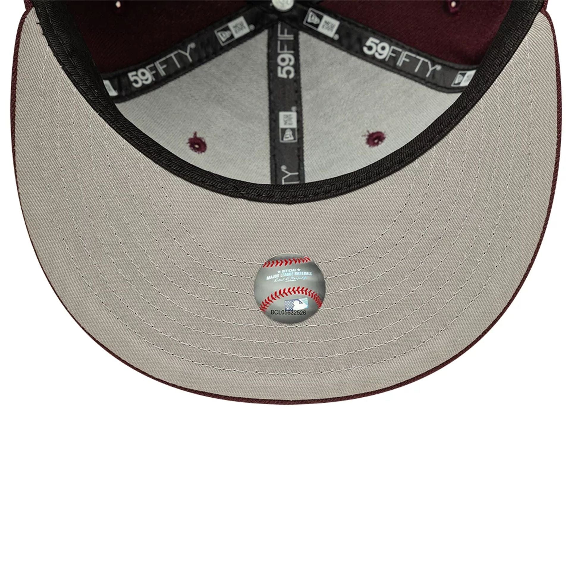 Pictured is this MLB New York Yankees 59FIFTY Fitted cap in dark purple. 2