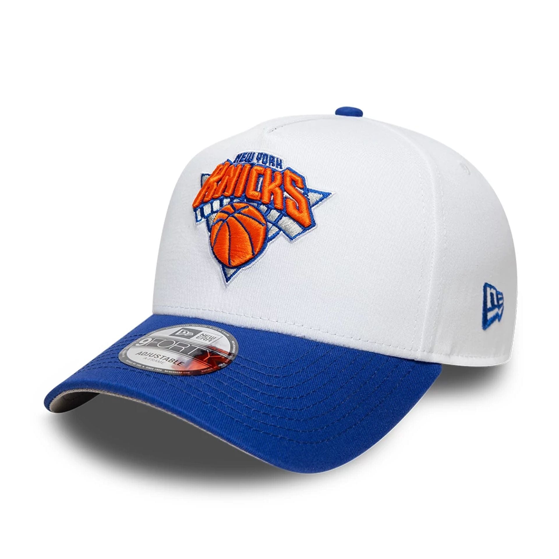 This is a New York Knicks NBA White 9FORTY A-Frame Adjustable Cap 1